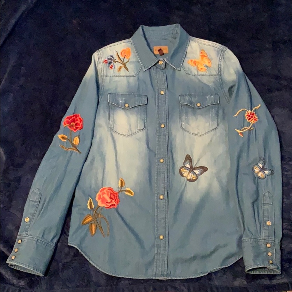 Beautiful embroidered denim shirt